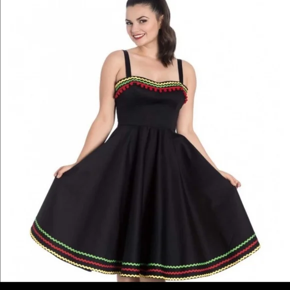 blue dress for baby girl Hell Bunny Black Velvet Swing Dress main image 0